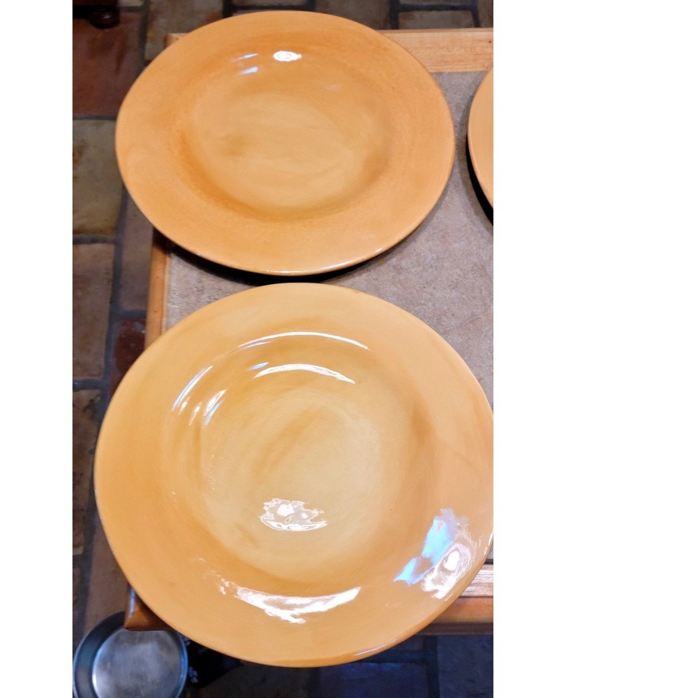 Set of 2 Handcrafted Tan Ceramic Dinner Charger Plates 12 Inch Glossy Stoneware